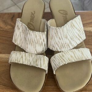 White/Gold Lurex Wedge Sandals